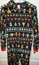 Cat Jack Boys XL 14 Christmas Holiday Fleece One Piece Hooded Zip Pajama