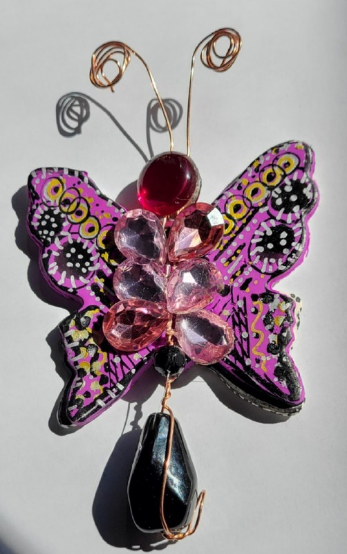 Artistic Butterfly With Beautiful Wings! Handmade! Handpainted Brooch!  🦋 !