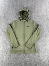 Under Armour Tech Fleece Hoodie Youth Large YL Green Full Zip Performance