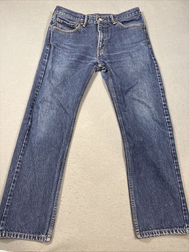 JEANS Levi Strauss Co 505 Mens W32 L30 Dark Wash Straight Leg - Picture 1 of 8