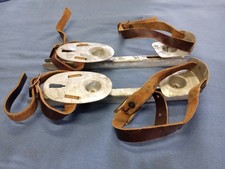 Vintage Metal 2 Rail Ice Skates With Adjustable Leather Straps Great Britain