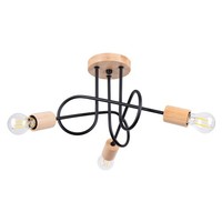 Deckenleuchte Holz Schwarz E27 Wohnzimmer BüRo L:56 Cm Deckenlampe Schlafzimmer