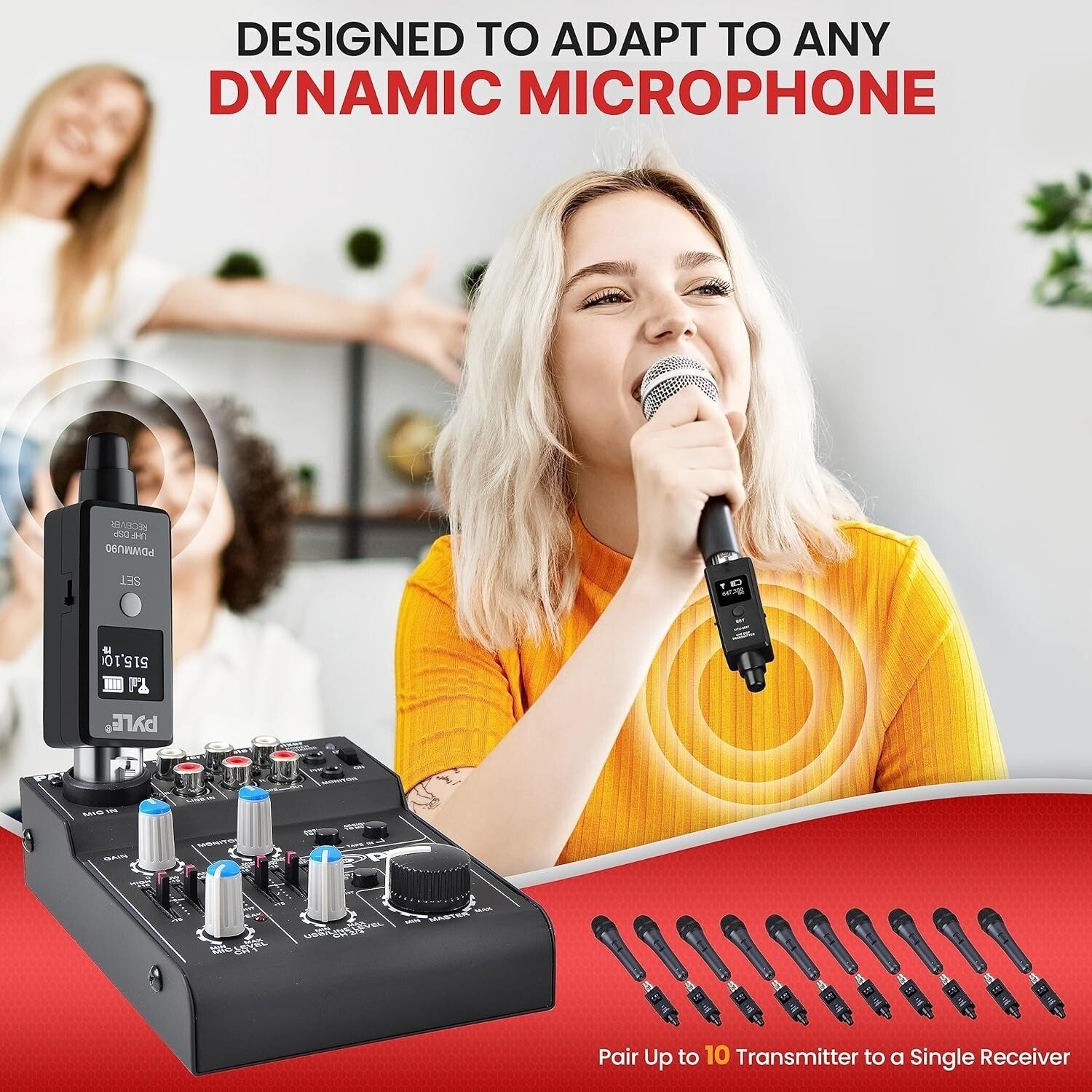 Pyle Multifunctional UHF Wireless Adapter for Signal Transmission & Reception