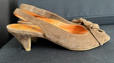 Gadea Spain Slingback Heeled Shoes Suede Brown Eu 36 3.5 - 4 Uk Designer