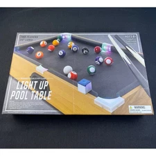 Light Up Pool Table Wooden Tabletop Game For Two Players Kids Adults 20 Inch