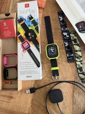 Xplora X6 Play Kinder-Smartwatch 42 mm grün, Silikonarmband schwarz, 4G