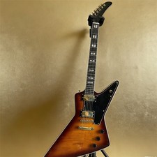 Vintage Sunburst Custom Exp Electric Guitar Gold H-H Pickups Solid Body Bone Nut
