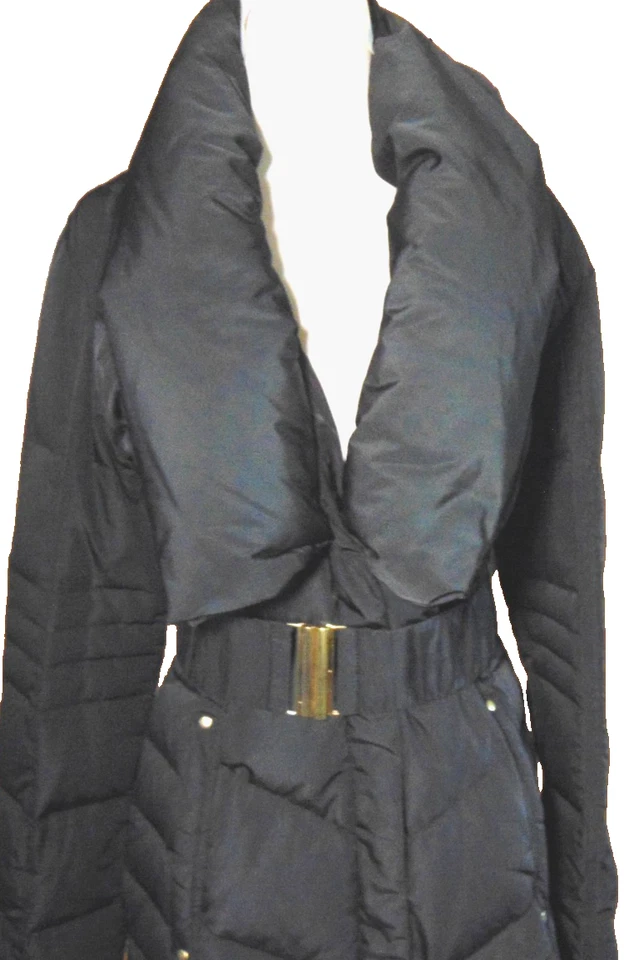 Brigette Bailey женщин черный полиэстер пальто черный вниз парка лоскутное пальто ~ M/L $130 - Изображение 4 из 4