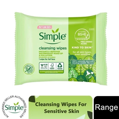 6 x 25 Tücher Simple Kind to Skin Reinigungstücher für empfindliche Haut