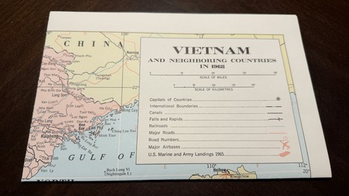 1968 VIETNAM and Neighboring Countries MAP war 7th LAOS CAMBODIA Hammond