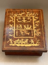 Antica Scatola Portagioie In Legno Inciso Primi 900