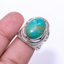 Turquoise - Tibet Artisan 925 Sterling Silver Ring S.8 R80402965, Christmas Gift