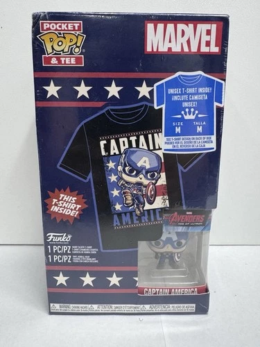 Marvel’s Captain America- Pocket POP/T-Shirt (M) Bundle - FUNKO POP! MINIS