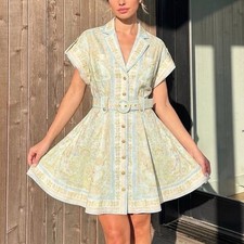 Zimmermann Acacia Dress Size 1 / 10 AU / 6 US Mini Linen Floral Belted