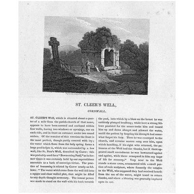 ST CLEER'S WELL Cornwall - antiker gravierter Druck 1818