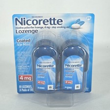 Nicorette Coated Nicotine Lozenges 4mg Ice Mint - 80 Count Deadstock See Pics
