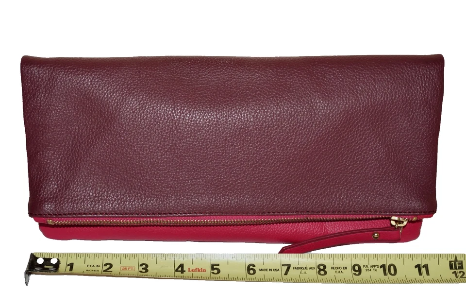 Bolso sin asas BANANA REPUBLIC pequeño de cuero rosa y borgoña delgado suave Foto 2 de 4