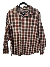 Carhartt Mens Size Large Loose Fit Midweight Chambray Long-Sleeve Plaid Shirt