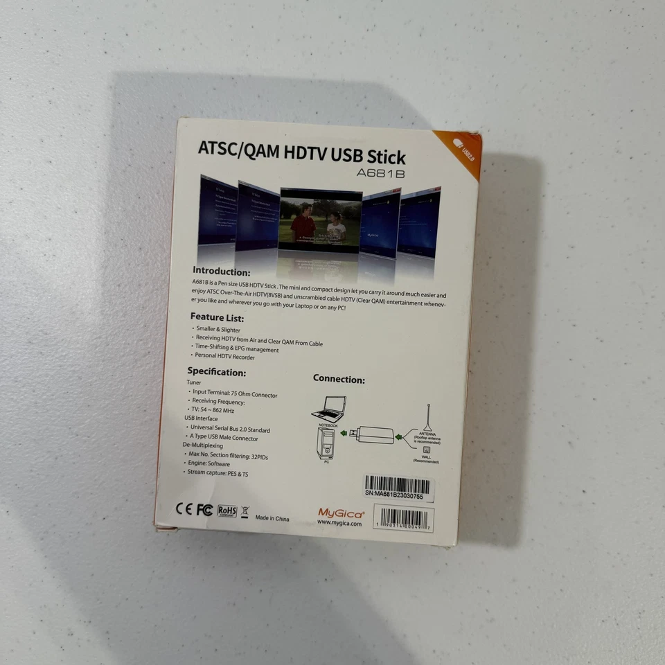 MyGica ATSC QAM HDTV USB Stick A681B Windows 10 USB2.0 TV Tuner Recorder New - Image 2 of 4