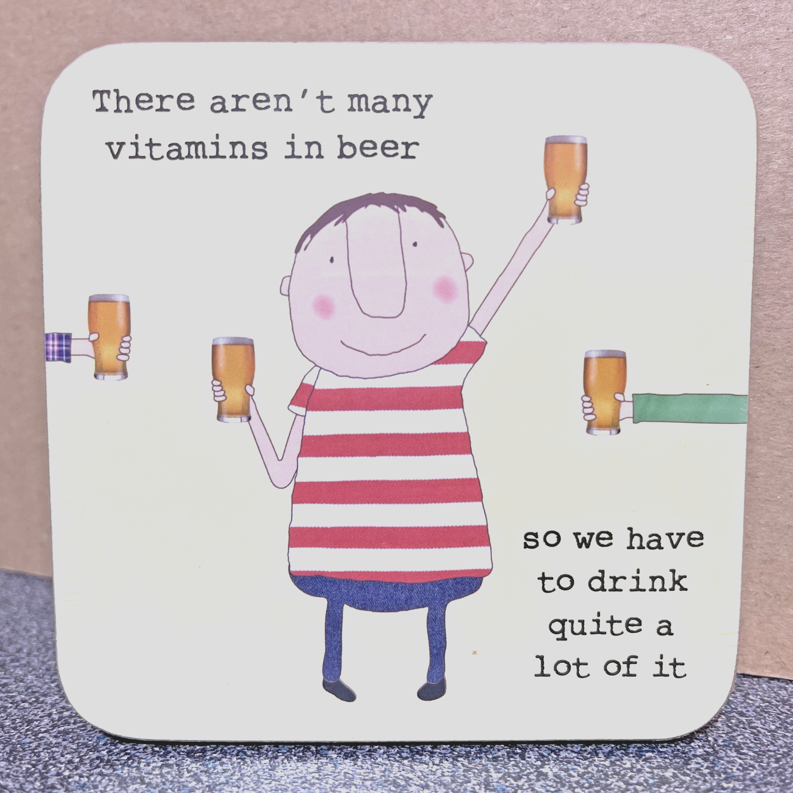 Funny ‘ Vitamins ’ Cork Backed Coaster - 10 x 10 cm Rosie Made A Thing