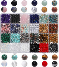 720Pcs 6Mm Natural round Stone Beads Gemstone Crystal Loose Beads Smooth Bead fo