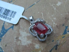 Pendant Sterling Silver 925 with Ruby & Diamond  (J4DV)