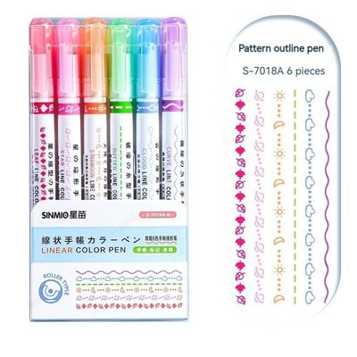 6er-Set Textmarker Roller Curve Kawaii für Schule Büro DE.