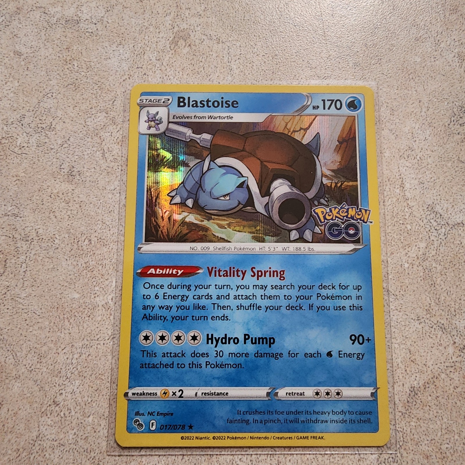 017/078 Blastoise : Rare Holo Card : Pokemon GO Trading Card Game TCG Foil