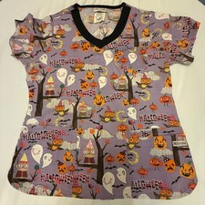 UA Scrubs Uniform Top Halloween Medium Preowned A7-13 