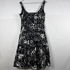 American Living Mini Dress Size 6 Fit & Flare Sleeveless Floral Black Pleated