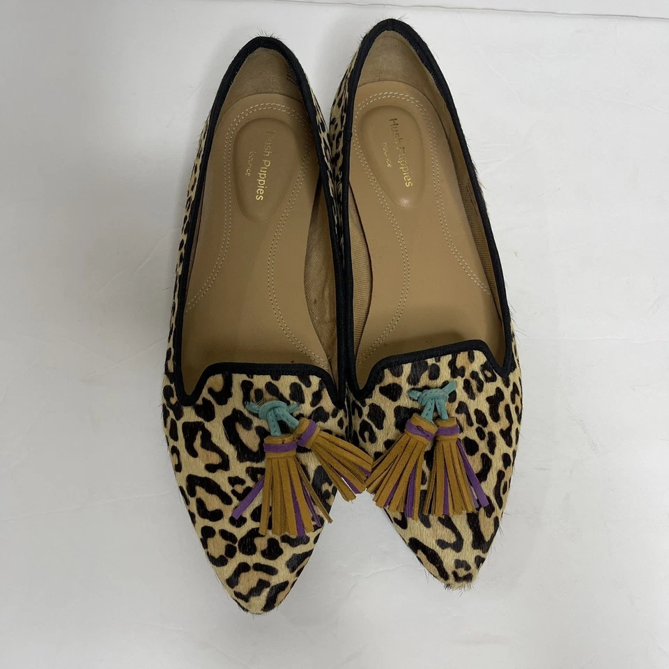 HUSH DOGS женщин Sadie кисточки икры волос плоскостях животных печати мокасины размер 7 - Изображение 3 из 4