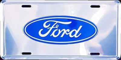 FORD LOGO CHROME CAR TRUCK TAG LICENSE PLATE METAL EMBOSSED SIGN MAN CAVE