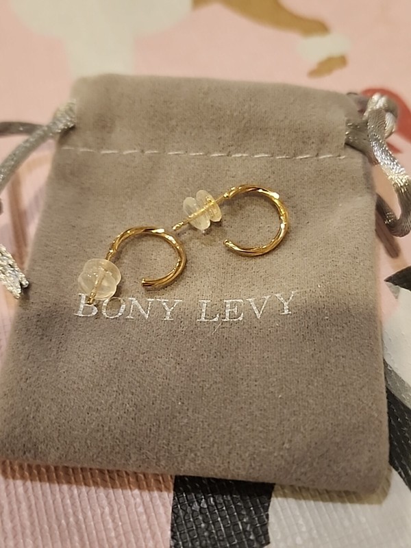 Bony Levy 14k Yellow Gold Little Hoop Earrings New 
