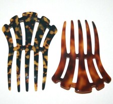 Hair Pick Large Stick Bun Pin Women Fan Wide Comb Black Brown New Made in France