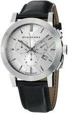 Brand New Burberry BU9355 Chronograph Dial Steel Black Leather Men's Watch