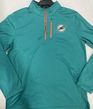 NEW Men's NFL Miami Dolphins Aqua 1/4 Zipp Cool Base Sweatshirt Majestic Large