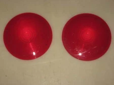 TWO (2) RED 4-1/4" OD LENSES for SNAP RING LAMPS, LIGHTS, SIGNAL-STAT 9029