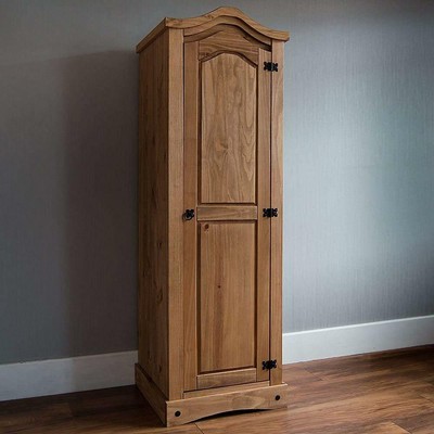 Wardrobe Cupboard 1 Door Solid Pine Wood Distressed Waxed Storage