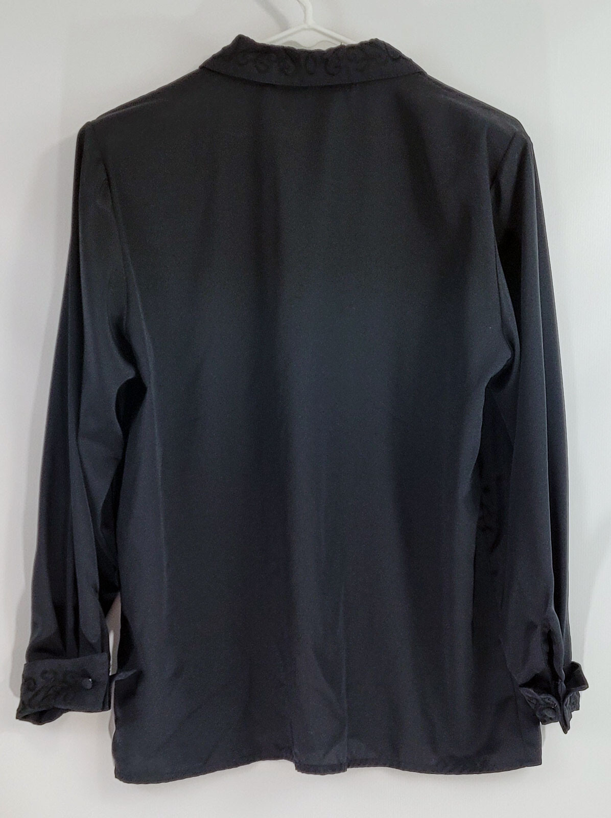 SAINT LAURENT Camicetta vintage Yves St. Clair ricamata colletto strass polsini fantasia nera 12