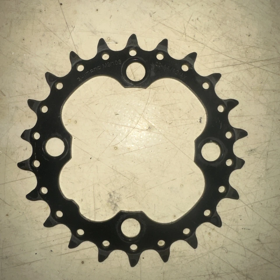 Plato de acero Shimano 22 dientes 9/10 velocidades 4 x 64 BCD negro CR38 SLX M670 Foto 2 de 4