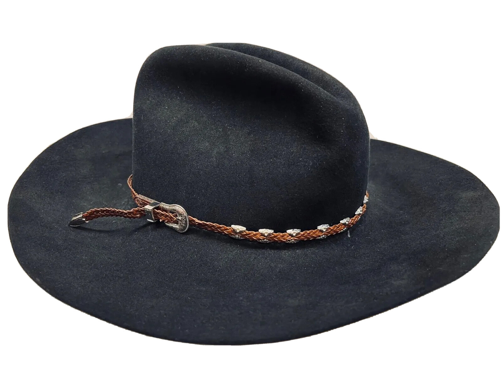 Chapeau De Cowboy Noir Beaver Rodeo King - Taille 7 3/8 - Fabriqué USA - Bandeau Queue De Cheval