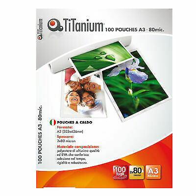 100 Pouches 303X426Mm (A3) 80My Titanium