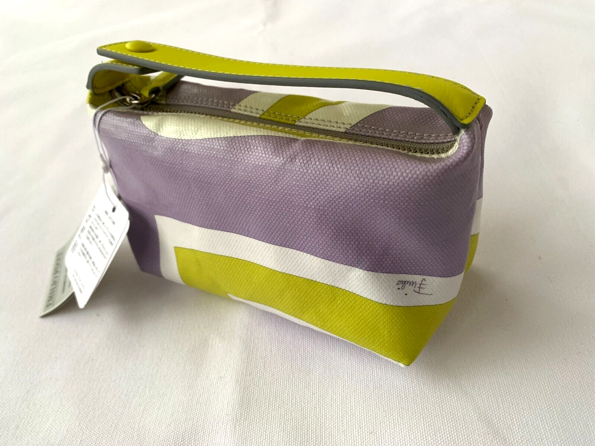 Emilio Pucci Cosmetic Pouch Bag Case Small White Yellow