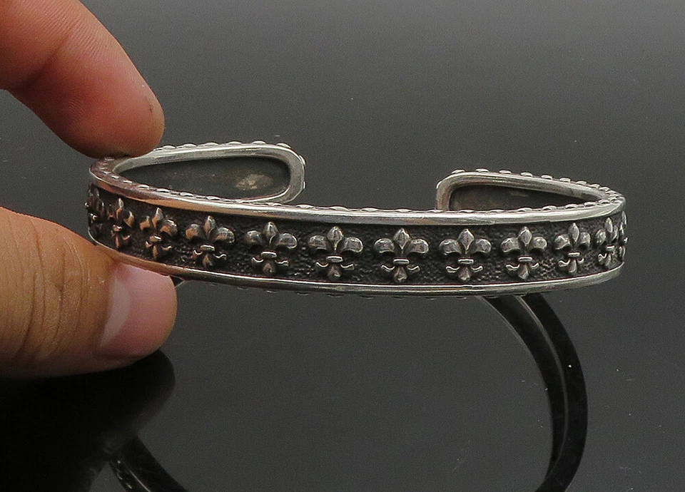 Brazalete PHILIP GAVRIEL 925 Plata Vintage Oxidada Flor De Lis BT9160 Foto 2 de 4