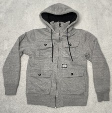 Vintage Y2K Billabong Full Zip Gray Sweatshirt Hoodie Fleece Lined Jacket Mens L