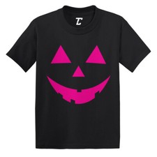 Pumpkin Face - Jack O' Lantern Pink Halloween Spooky Kids T-shirt