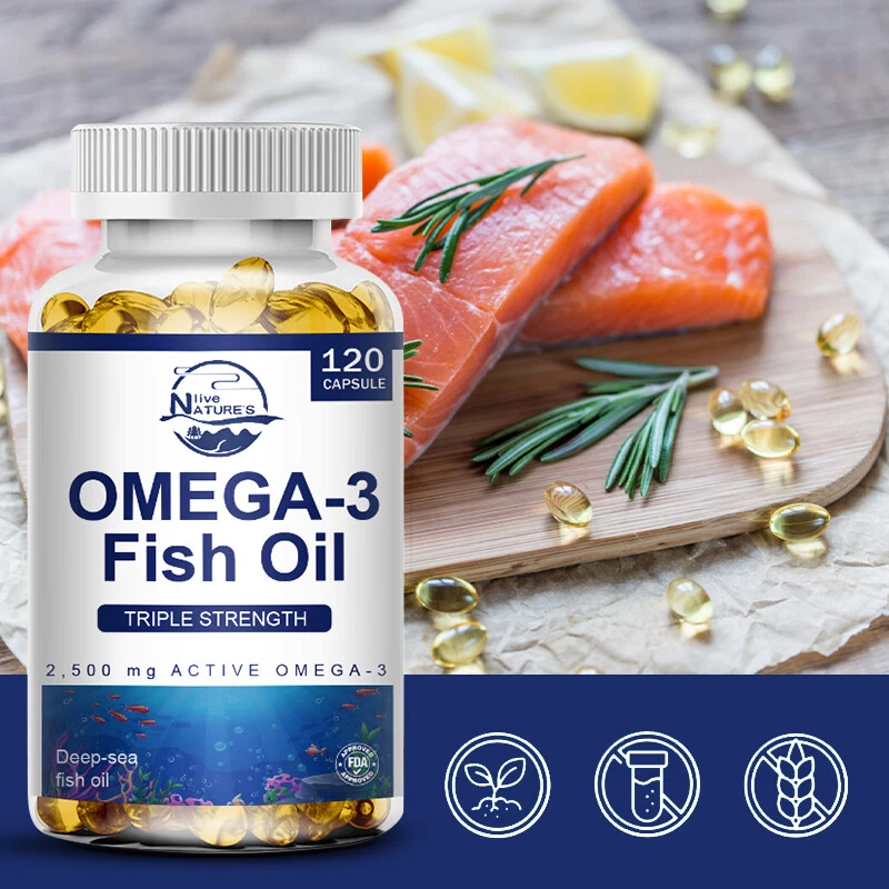 Cápsulas de aceite de pescado Omega 3 3x fuerza 2500 mg EPA y DHA, máxima potencia 360 piezas Foto 2 de 4