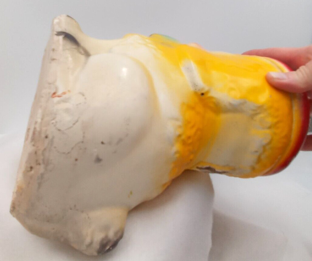 Poodle Chalkware Piggy Bank Dog Blue Sparkly Bow Carnival Prize 1940s Vintage