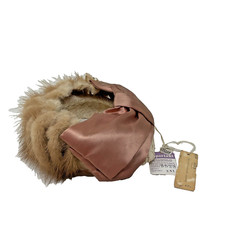 Vintage 50s 40s Montgomery Ward Real Fur Hat Pillbox Satin Bow BUTTERFLY NEW NWT