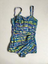 50's Shirred Bombshell Pin Up Vintage Paisley Bathingsuit by Roxanne
